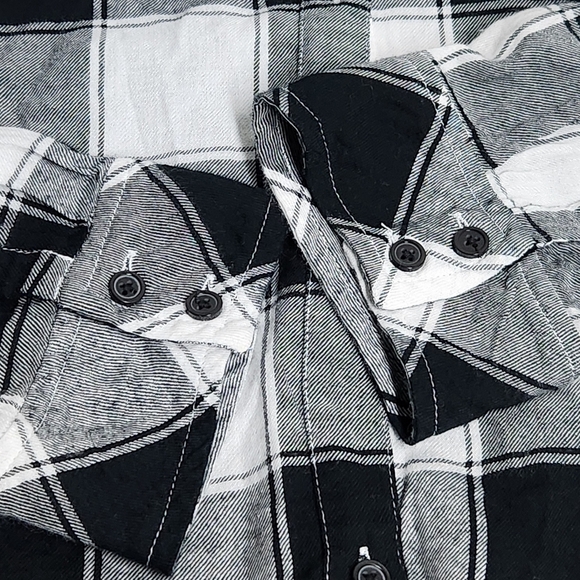 BP flannel plaid button down black white large - Picture 3 of 12